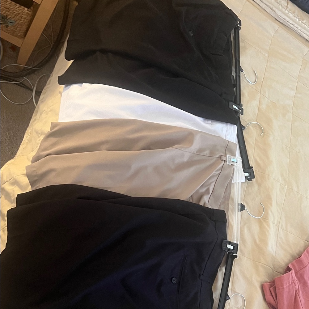 Black, White, and Tan Pants Set